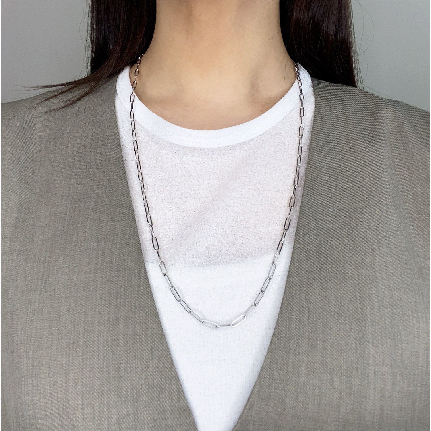 Long square chain necklace