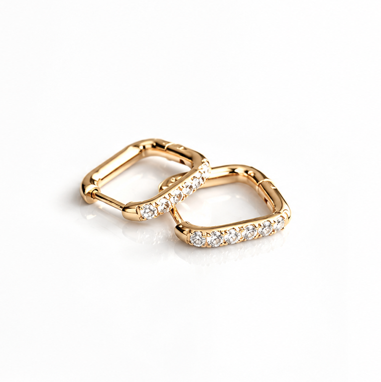 stone square hoop pierce