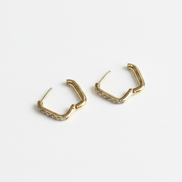 stone square hoop pierce