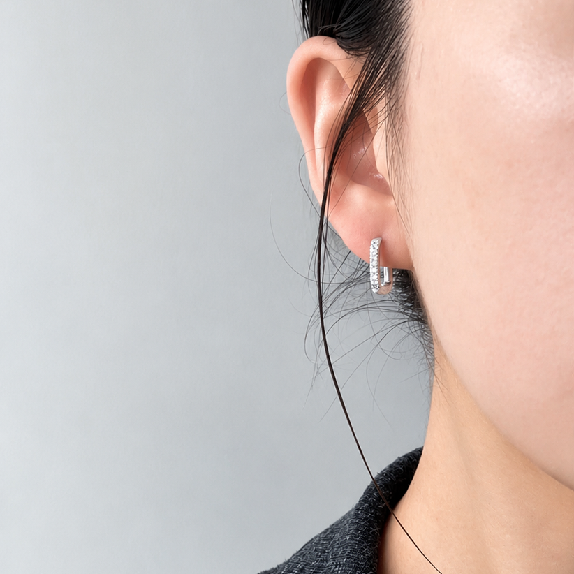 stone square hoop pierce