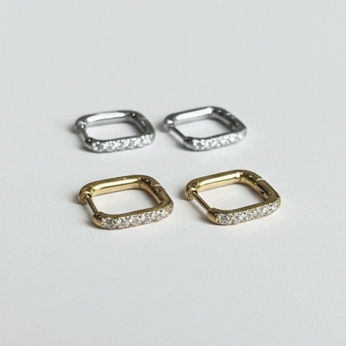 stone square hoop pierce