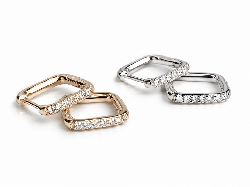 stone square hoop pierce