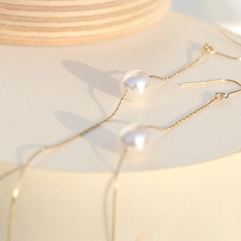 Long chain pearl pierce / earring