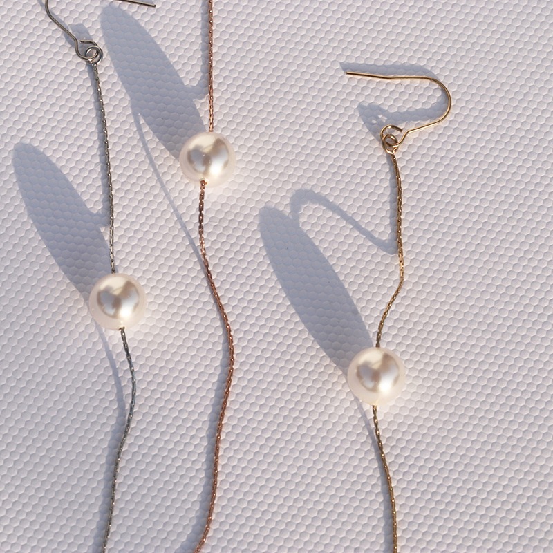 Long chain pearl pierce / earring