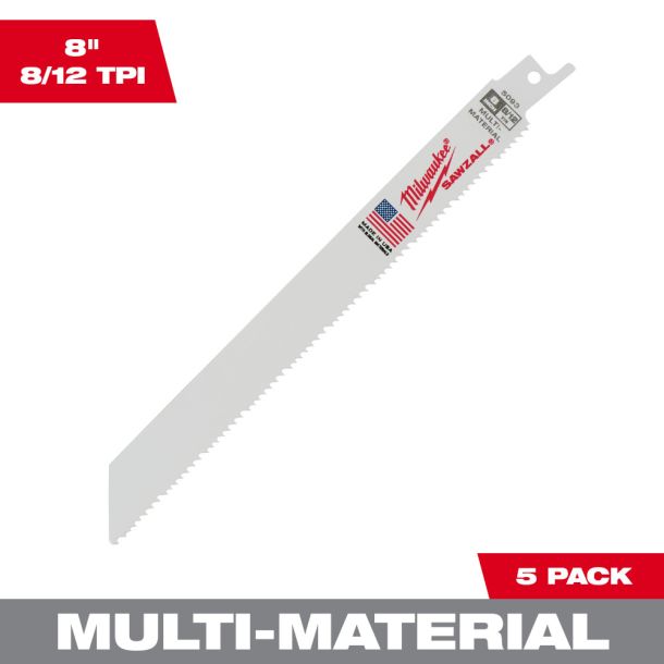 �~���E�H�[�L�[ 48-00-5093 ���ړI���V�v���\�[�u���[�h 8/12TPI 203mm(5�{�p�b�N) MILWAUKEE