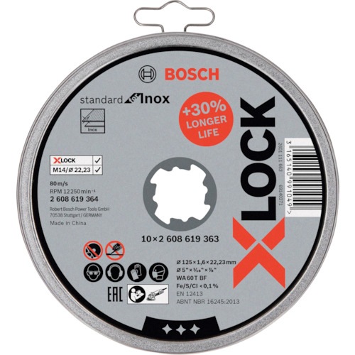 �{�b�V�� 2608619364 X-LOCK�ؒf�u��125x1.6mm�X�e�����X�p10�������p�b�N BOSCH