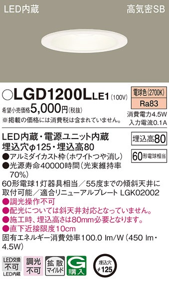 pi\jbN LGD1200LLE1 _ECg60`gUdF Panasonic