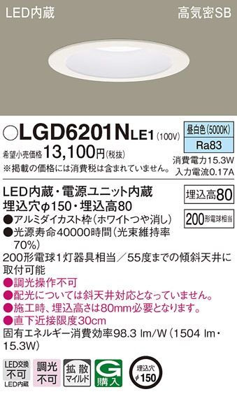 (��������) �p�i�\�j�b�N LGD6201NLE1 �_�E�����C�g200�`�g�U�����F Panasonic