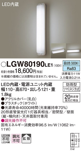 () pi\jbN LGW80190LE1 LEDuPbg20`FhJ^ Panasonic