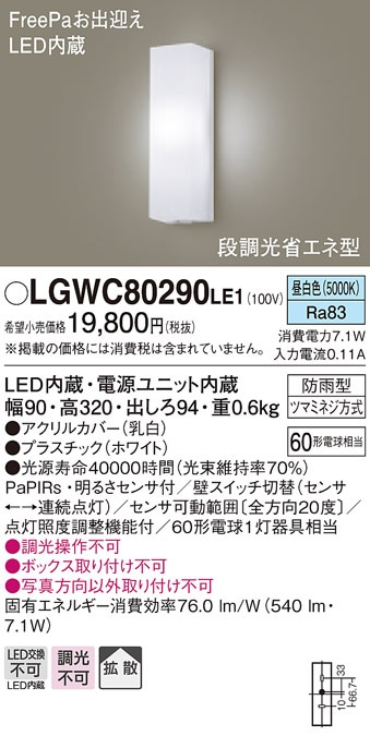() pi\jbN LGWC80290LE1 LED|[`Cg60`F Panasonic