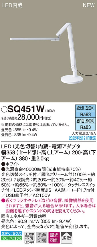 (��������) �p�i�\�j�b�N SQ451W LED�f�X�N�X�^���h Panasonic