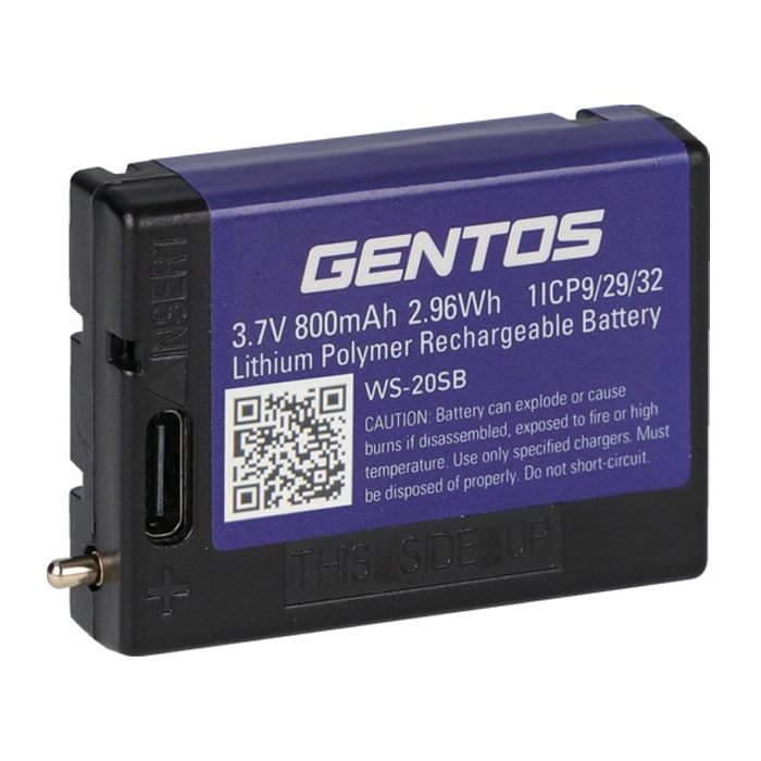 �W�F���g�X WS-20SB ��p�[�d�r WS�V���[�Y��p�[�d�r USB Type-C�[�d �o�b�e���[ �w�b�h���C�g�p�d�r (WS-10SB�̌�p�i) GENTOS