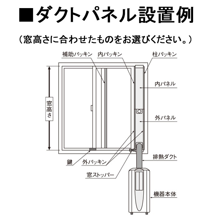 コロナ HDP-50M 小窓用ダクトパネル 高さ725～835mmに対応 冷風・衣類  