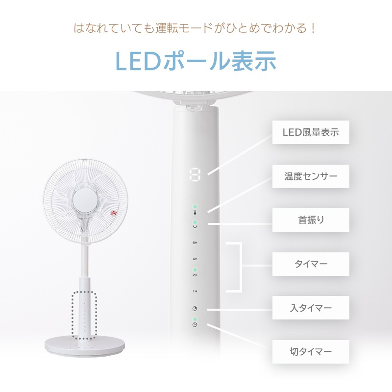 ユアサプライムス YT-DH3480FFR(W) リビング扇風機 ホワイト DC