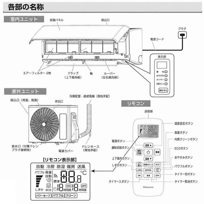 ハイセンス HA-J22S-W ルームエアコン Sシリーズ 主に6畳用 冷暖房兼用 