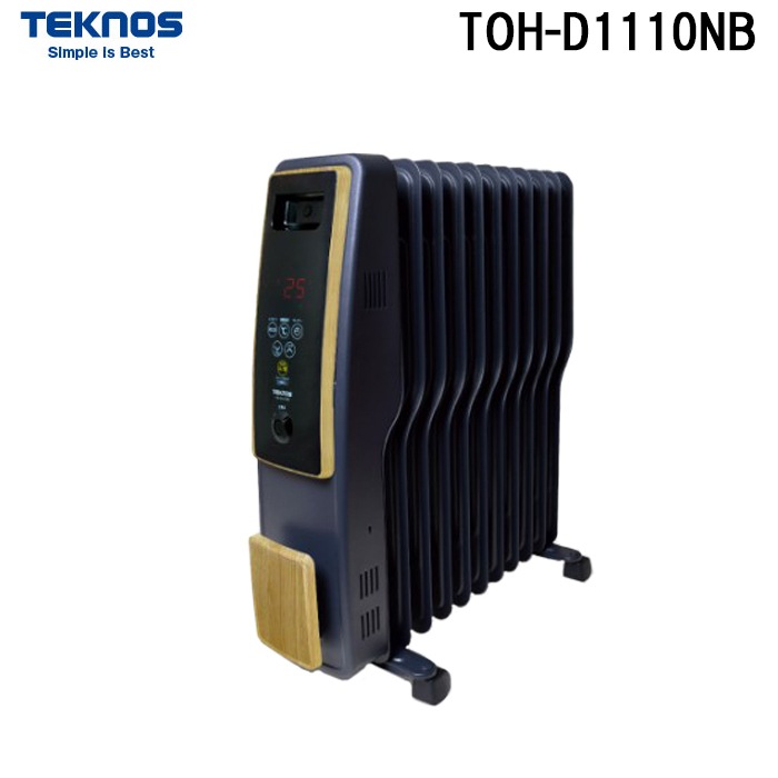 オイルヒーター　TOH-D1110NB テクノス TEKNOS テクノス TOH-D1110NB オイルヒーター デジタル表示パネル 木目調 暖房
