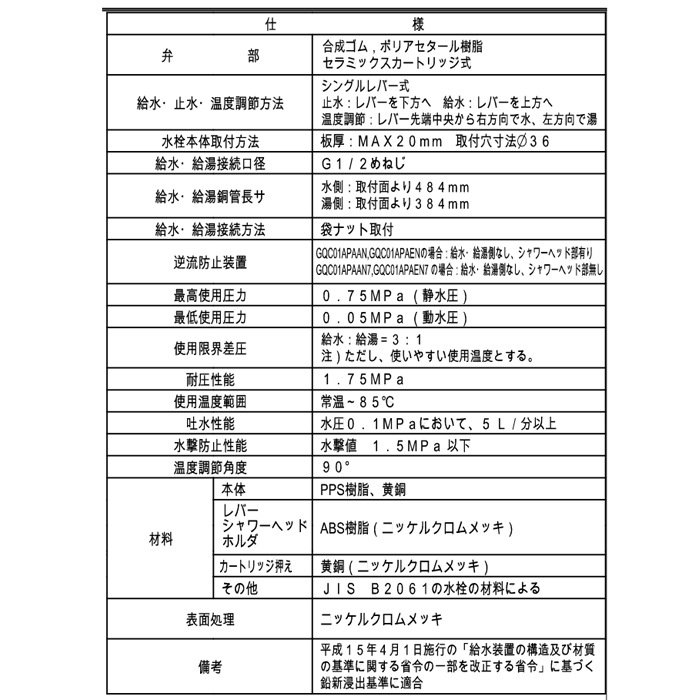 パナソニック GQC01APAAN シーラインマルチシャワーメタル 水栓金具