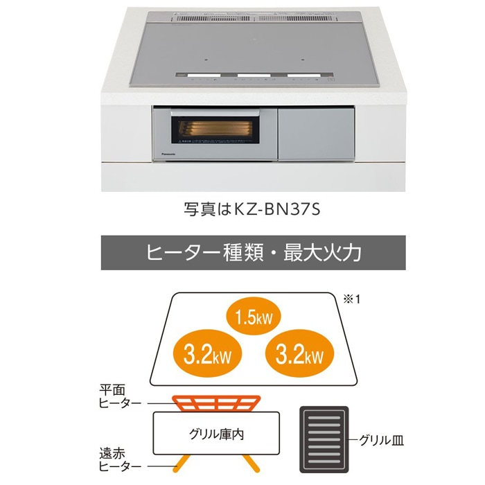 送料無料) パナソニック KZ-BN37S IHクッキングヒーター ビルトイン B 