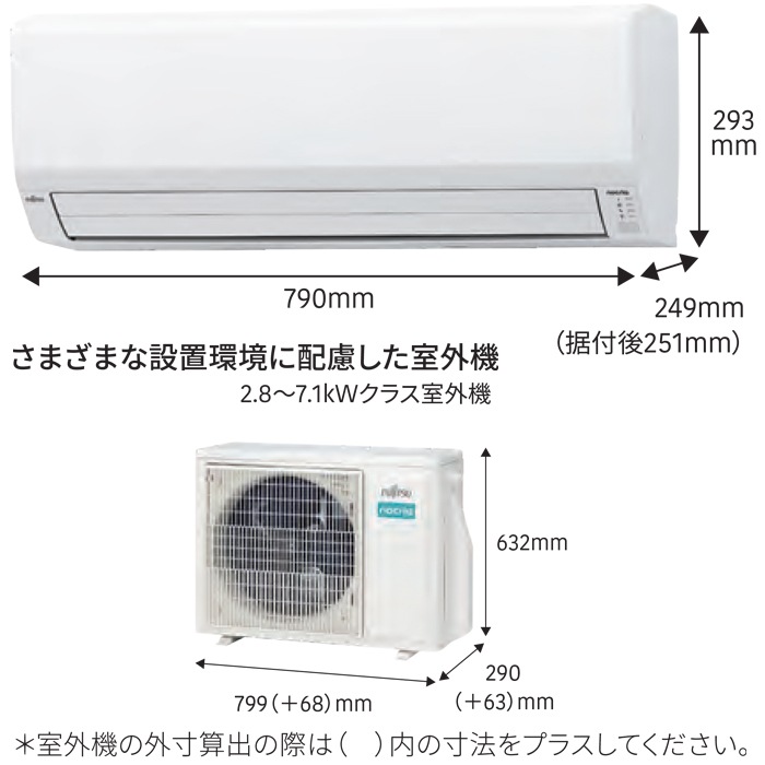 Fujitsu nocria エアコン本体 富士通 エアコン 本体のみ 2024年モデル nocria ノクリア おもに12畳用
