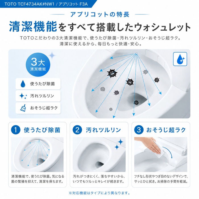TOTO TCF4734AK#NW1 温水洗浄便座 ウォシュレット アプリコット F3A