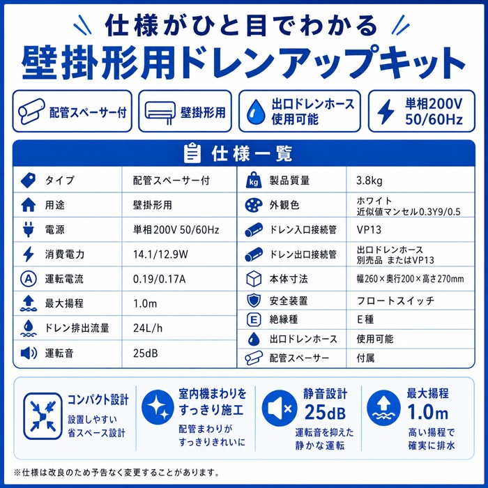 オーケー器材 K-KDU573MV ドレンアップキット 配管スペーサー付 単相