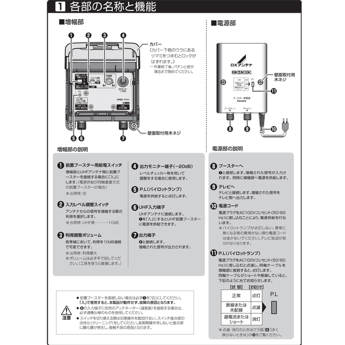 新品未開封　UHFブースター 38dB形　U38A DXアンテナ U38A UHF帯ブースター(38dB形) 屋外用 UHF増幅モデル 家庭