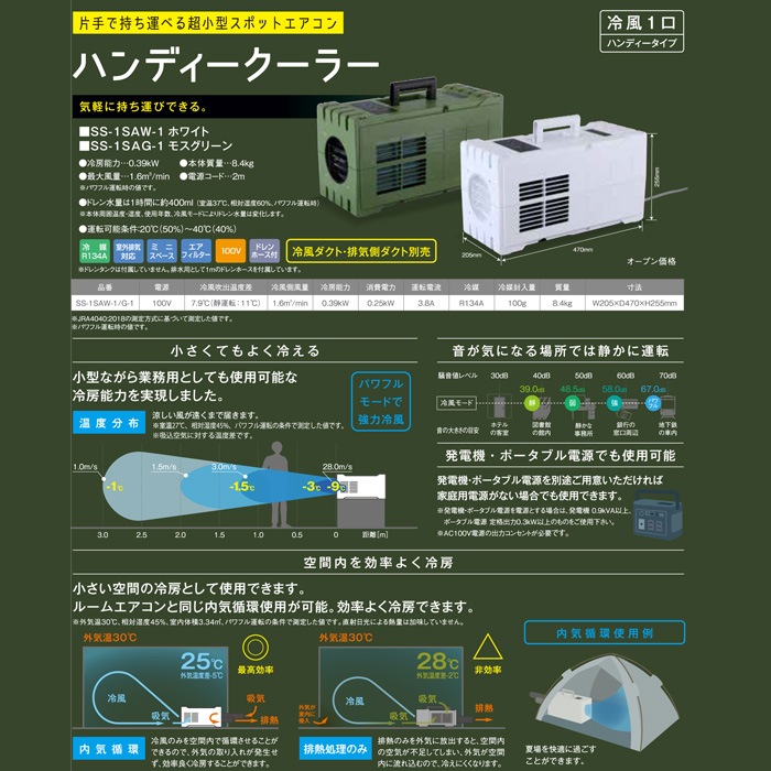Suiden 冷風機 SS-1SAG-1 スイデン（Suiden） SS-1SAG-1 超小型スポットエアコン ハンディ