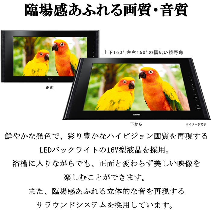 リンナイ DS-1600HV(A)-W 16V型 浴室テレビ 地デジ・BS・110度CS対応