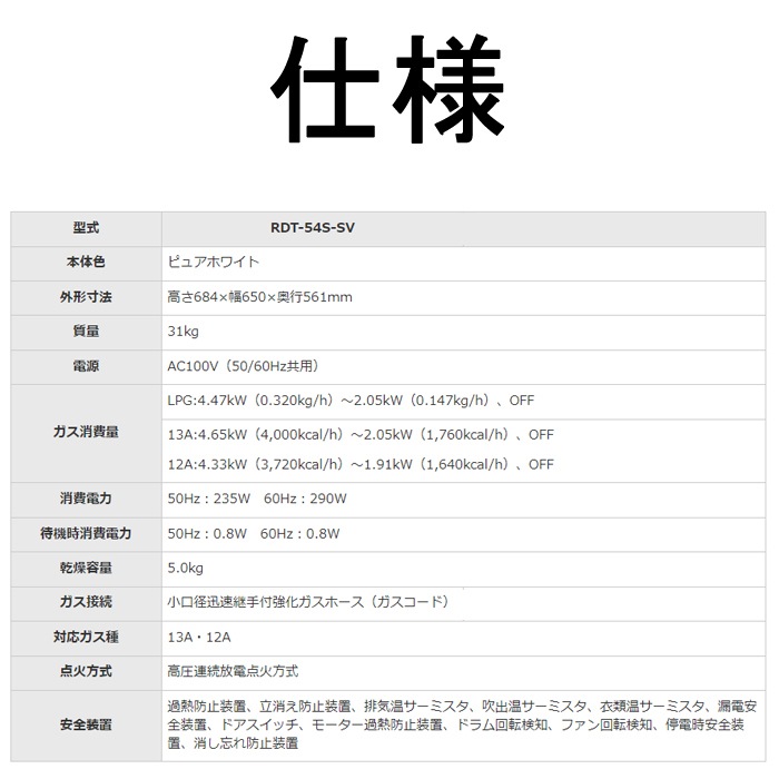 ʥ RDT-54S-SV-13A ഥ絡  ԥ奢ۥ磻 ഥ絡 5.0kg Իԥ ³ Rinnai