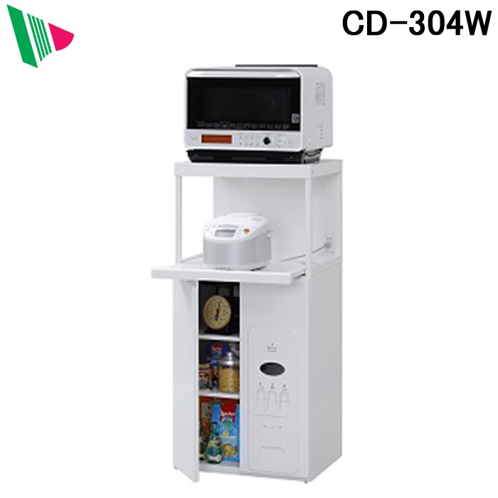 エムケー精工　ＭＫレンジ台　ファインキッチン　米びつ１２ｋｇ付き 代引不可)エムケー精工 CD-304W レンジ台 ファインキッチン 米びつ付