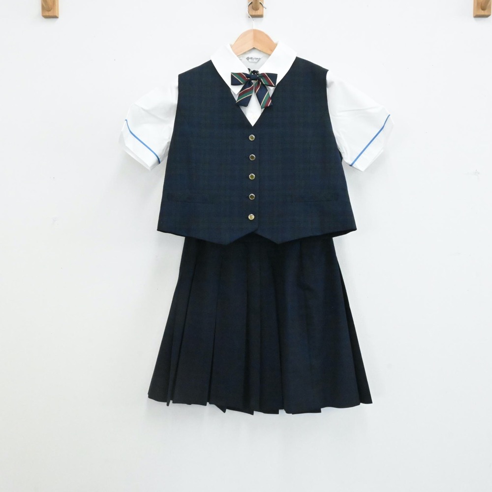 【中古】岐阜県 岐阜県立各務原西高等学校 女子制服 4点(シャツ・ベスト・スカート)sf001209 メイン画像