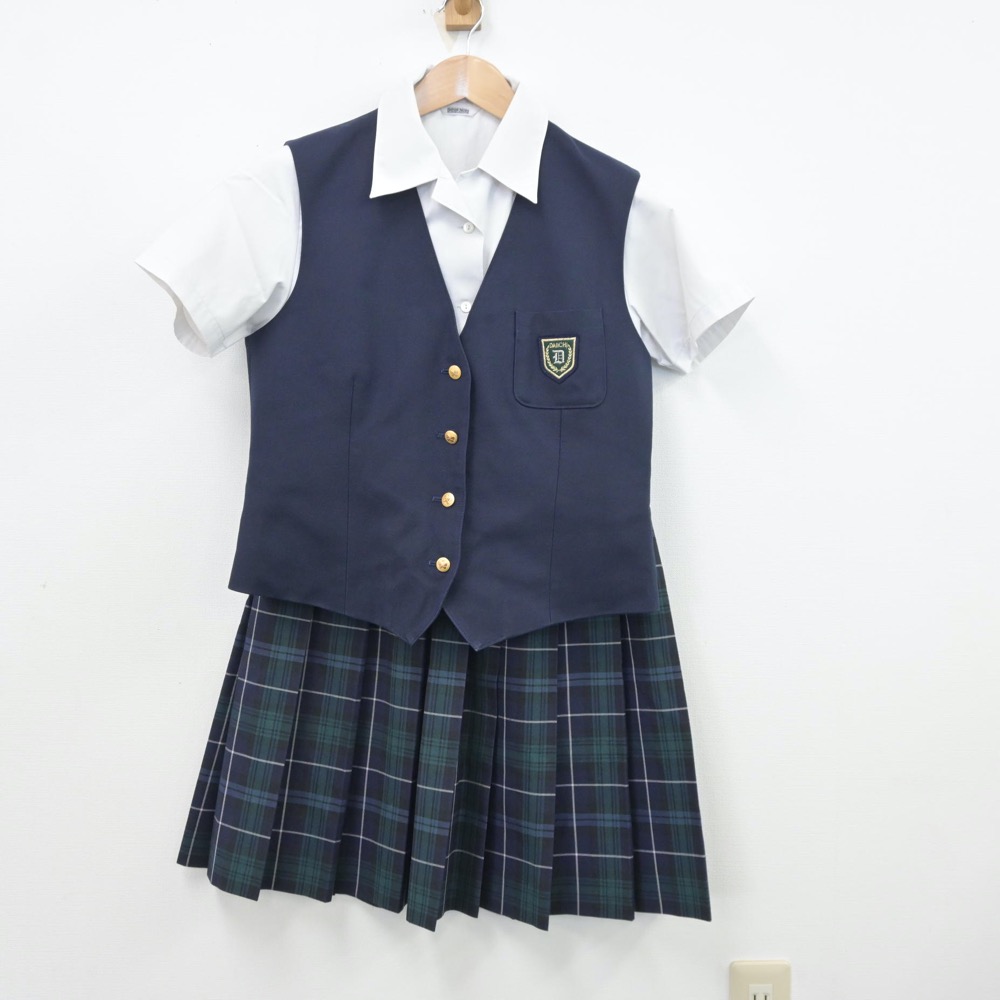 【中古】福岡県 福岡第一高等学校 女子制服 3点(シャツ・ベスト・スカート)sf013418 メイン画像