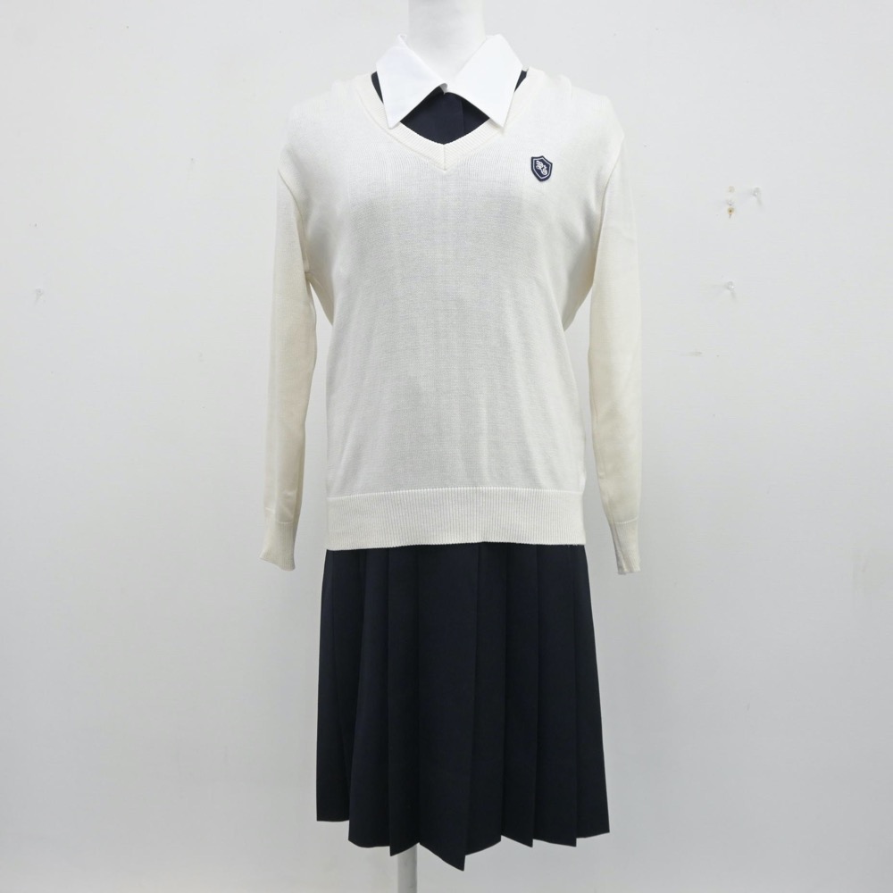 【中古】東京都 山脇学園中学校、高等学校 女子制服 2点(ワンピース・ニット)sf014015 メイン画像