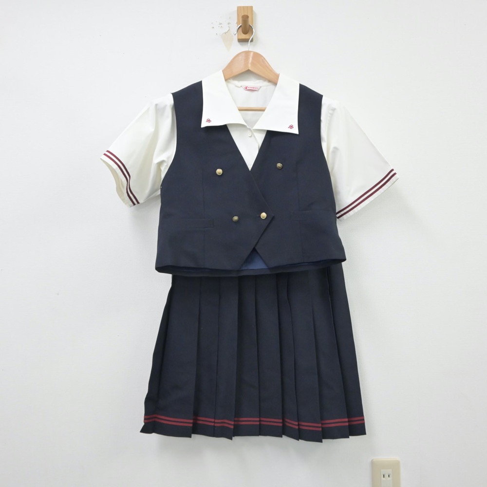 【中古】山形県 寒河江高等学校 女子制服 3点(シャツ・ベスト・スカート)sf016300 メイン画像