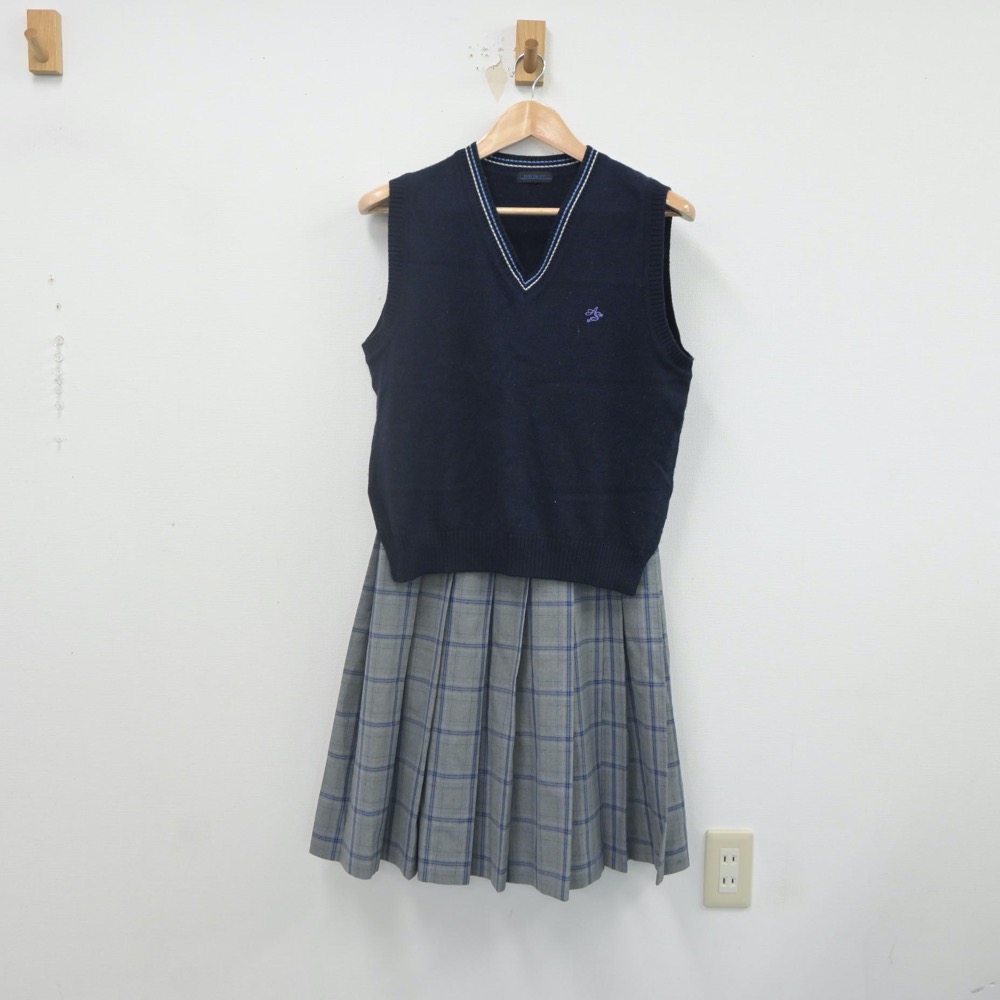 【中古】兵庫県 尼崎双星高等学校 女子制服 2点(ニットベスト・スカート)sf022052 メイン画像
