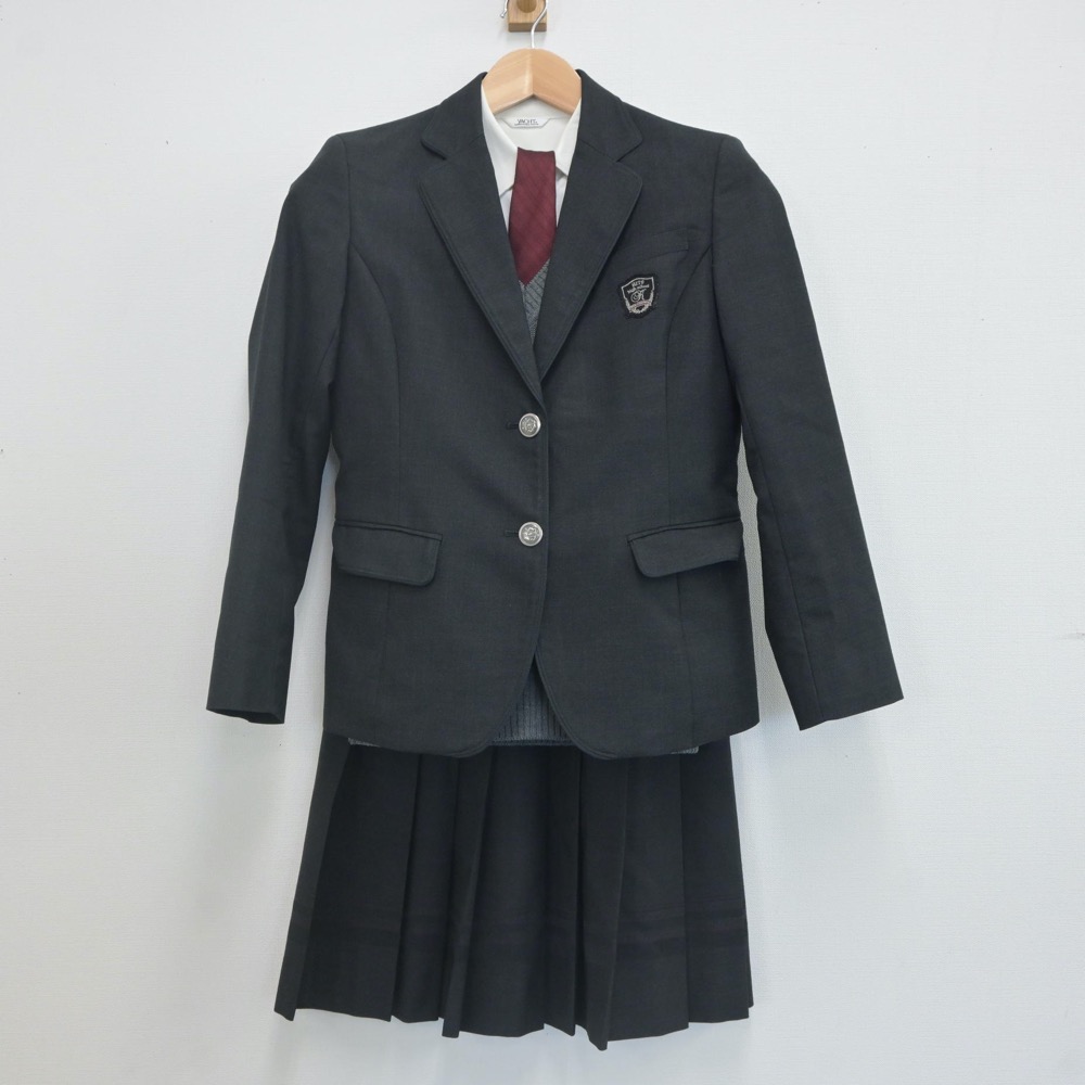 【中古】広島県 広島工業大学高等学校 女子制服 5点(ブレザー・シャツ・ニット・スカート)sf022106 メイン画像