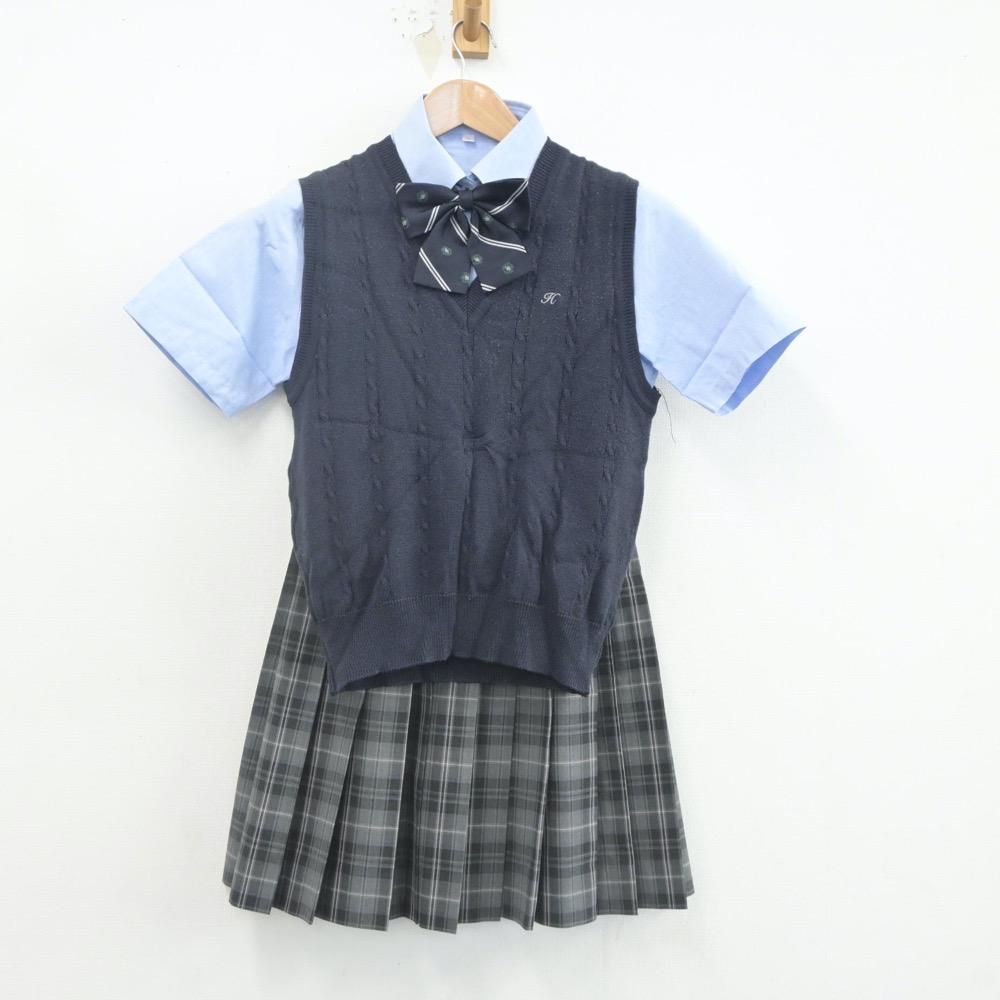 【中古】神奈川県 白鵬女子高等学校 女子制服 4点(シャツ・ニットベスト・スカート)sf022143 メイン画像