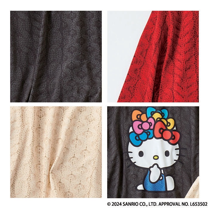 ワコールカルソン Wacoal ハローキティコラボ ニット風Tシャツ (M