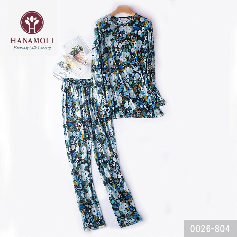 シルク100% 絹 レディース パジャマ HANAMOLI 婦人シルクニット