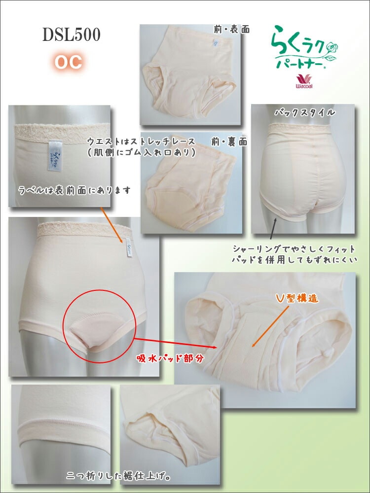 ワコール Wacoal らくラクパートナー 吸水ショーツ (パッド内臓型 25cc