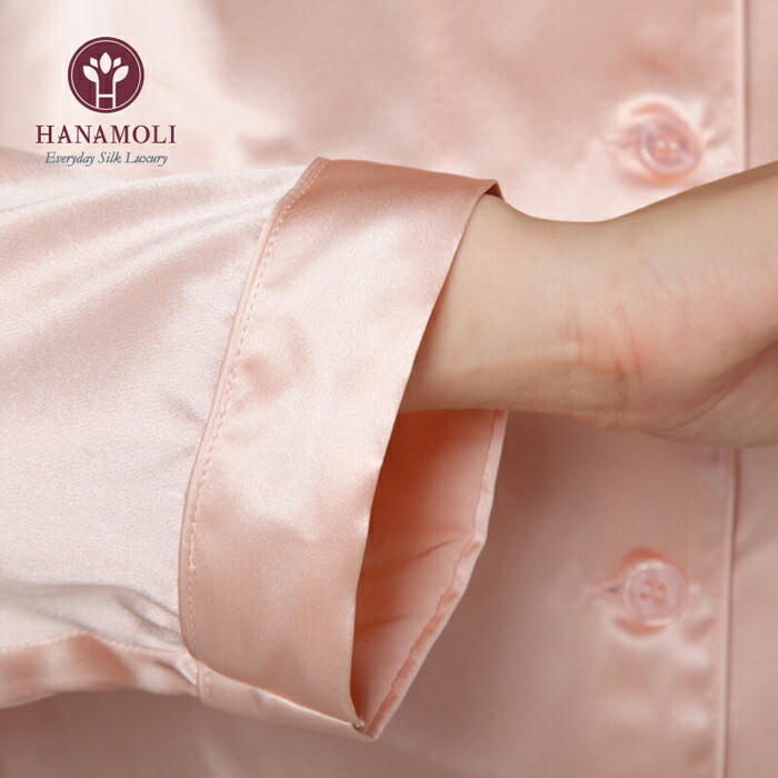 ⭐︎未使用⭐︎　シルク100% 絹 婦人　ピンクHANAMOLI 長袖 シルク100% 絹 レディース パジャマ HANAMOLI 婦人シルクニット