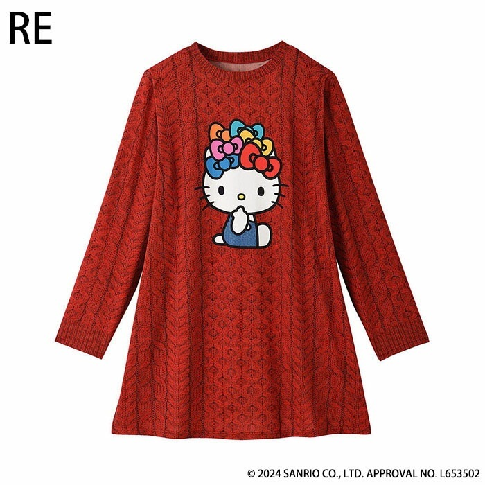 キティ ワコールカルソン Wacoal ハローキティコラボ ニット風Tシャツ