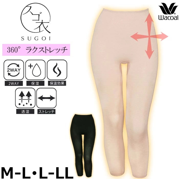ワコール Wacoal M～Lサイズ/L～LLサイズ 360°ラクストレッチ ひざ上