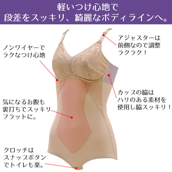ワコール Wacoal ノンワイヤーボディスーツ Ever Chic エバー