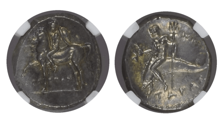 古代ギリシャカラブリアタラスディドラクマ銀貨紀元前3世紀 BC