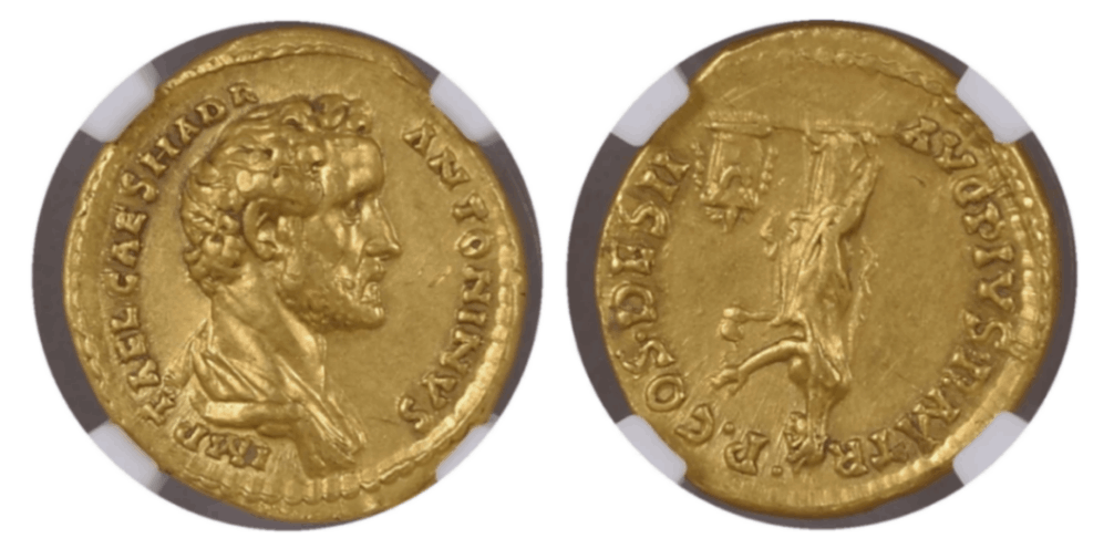 【AU 5/5 3/5 Fine Style】138年?161年 古代ローマ帝国 アントニヌス・ピウス アウレウス金貨