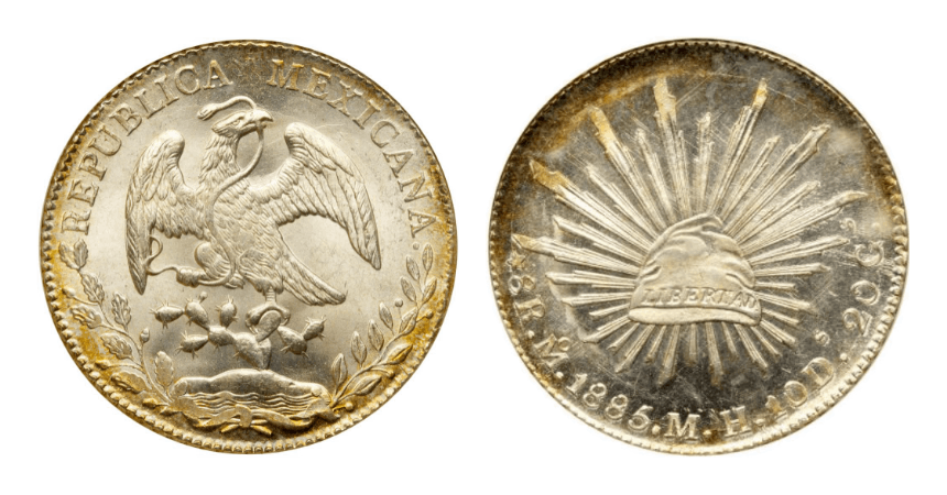 【MS65】1885年 メキシコ 8レアル銀貨