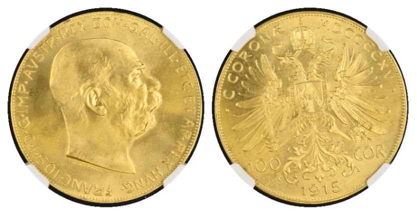 Sold】【最後の1枚】1915年 フランツ・ヨーゼフ1世 100コロナ