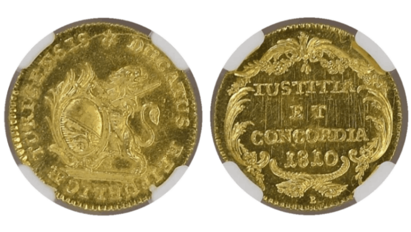 【MS67 PL】1810年 スイス チューリッヒ ダカット金貨