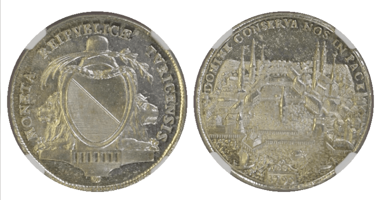 【MS64 PL】1790年 スイス チューリッヒ都市景観 ターラー銀貨